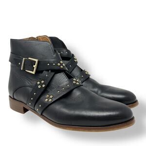 Bocage Elie Leather Ankle Boots in Black Size 40 US 9.5 Studded Casual